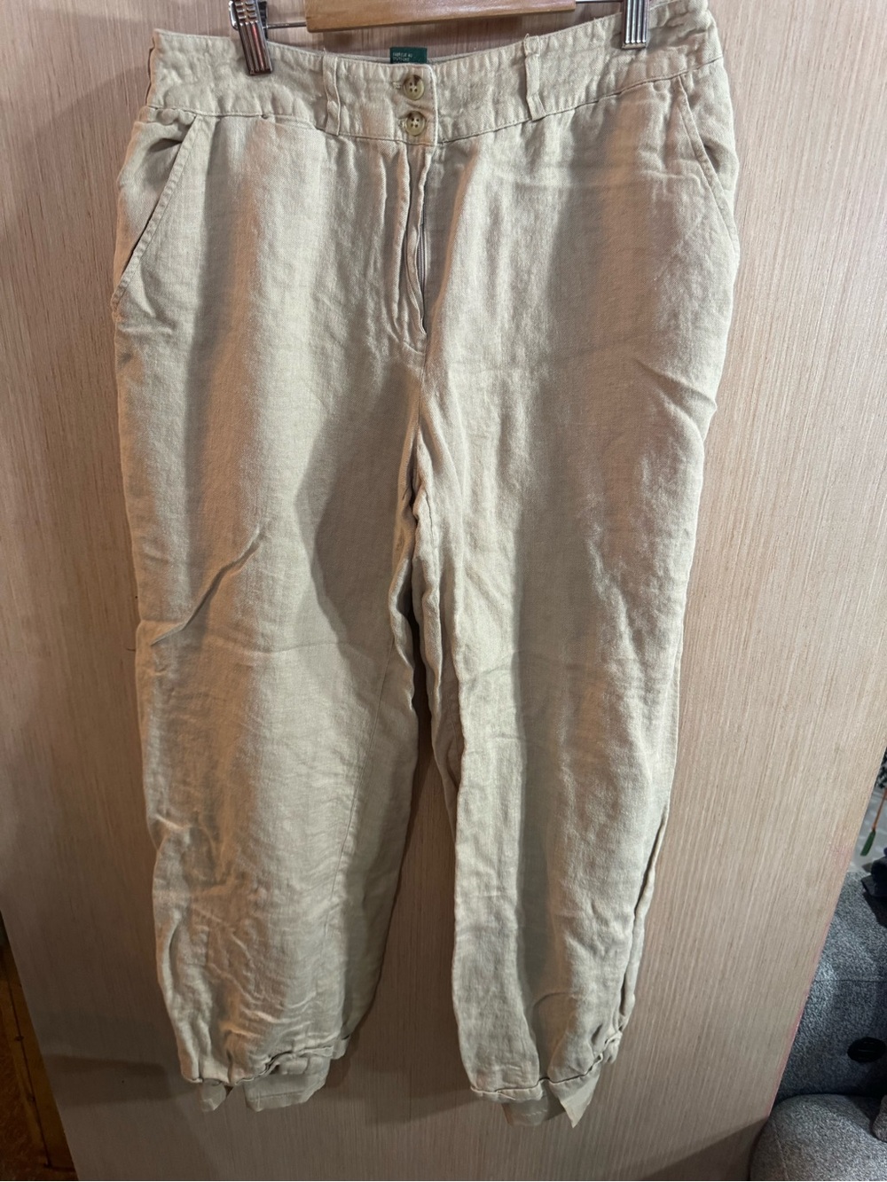 Lauren Ralph Lauren Light Beige Linen-Blend Straight Leg Pants Size 12